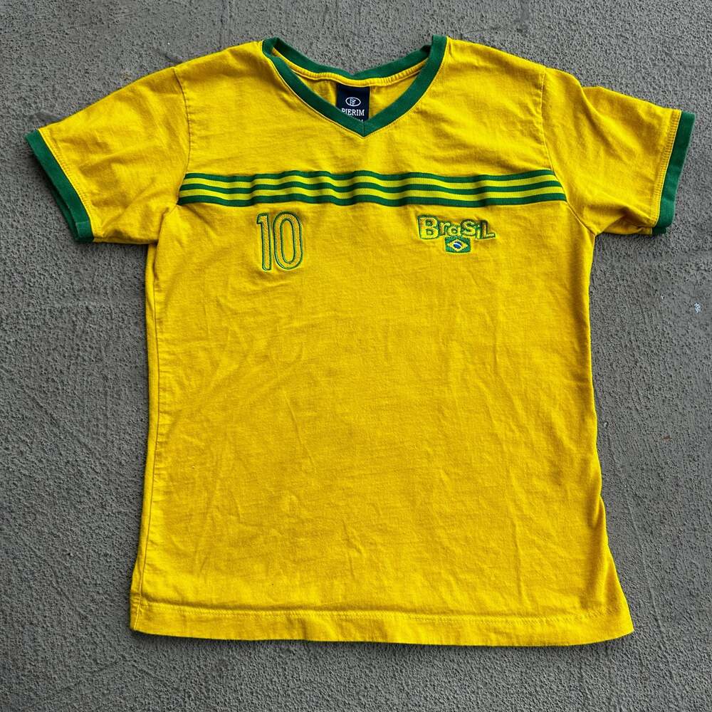 PIERIM Brazil National Team V-Neck Soccer Jersey Shirt with #10